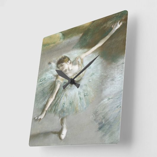 Dancer in Green by Edgar Degas スクエア壁時計 (傾斜)