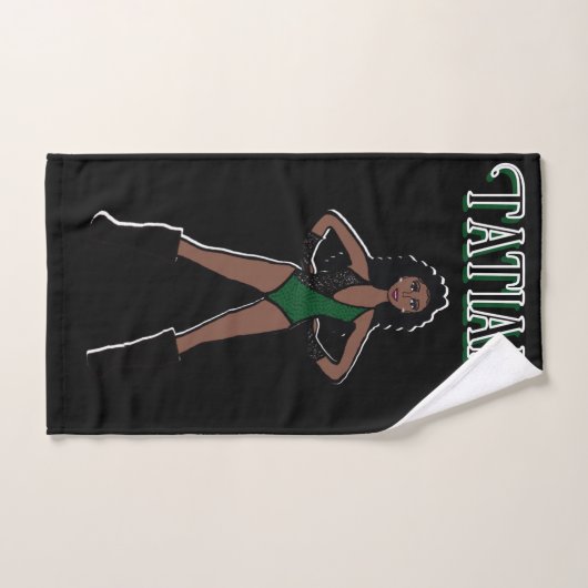 Dancer/Majorette Hand Towel Green Black #1 ハンドタオル (ハンドタオル)