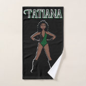 Dancer/Majorette Hand Towel Green Black #1 ハンドタオル (ハンドタオル)