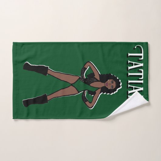 Dancer/Majorette Hand Towel Green Black #4 ハンドタオル (ハンドタオル)