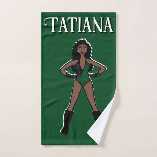 Dancer/Majorette Hand Towel Green Black #4 ハンドタオル (ハンドタオル)