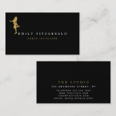Dancer/Studio/Minimalistブラック/金ゴールドシルエット 名刺 (正面/裏面)