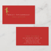 Dancer/Studio/Minimalist赤/金ゴールドシルエット 名刺 (正面/裏面)