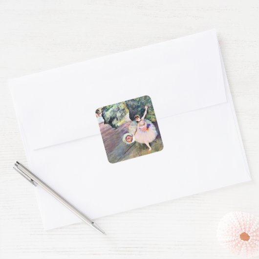 Dancer with a Bouquet of Flowers by Edgar Degas スクエアシール (封筒)