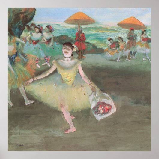 Dancer with Bouquet, Curtsying by Edgar Degas ポスター (正面)