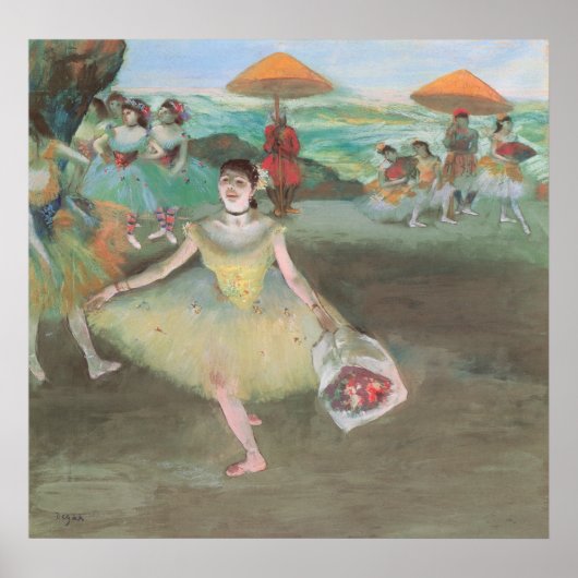 Dancer with Bouquet, Curtsying by Edgar Degas ポスター (正面)