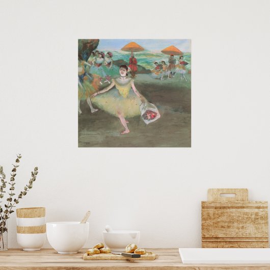 Dancer with Bouquet, Curtsying by Edgar Degas ポスター (キッチン)