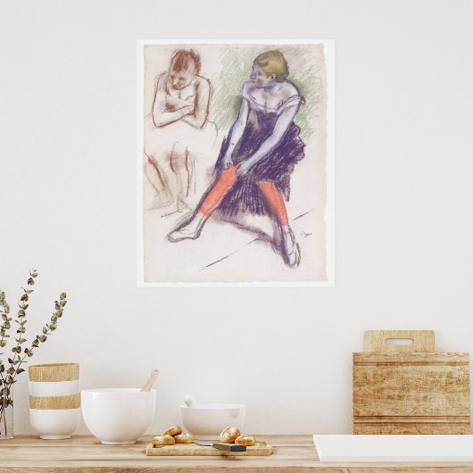 Dancer with Red Stockings by Edgar Degas ポスター (キッチン)