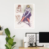 Dancer with Red Stockings by Edgar Degas ポスター (ホームオフィス)