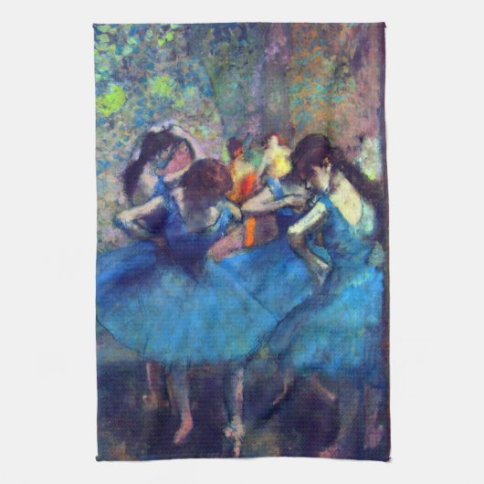 Dancers in Blue by Edgar Degasヴィンテージ・バレエ・アート キッチンタオル (縦)