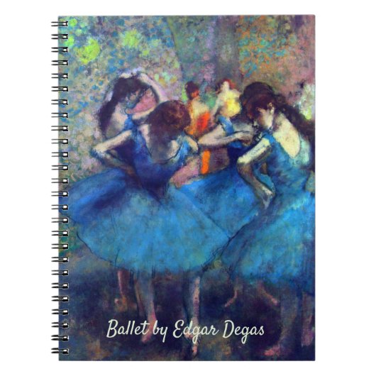 Dancers in Blue by Edgar Degasヴィンテージ・バレエ・アート ノートブック (正面)