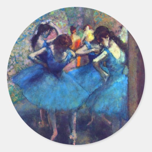 Dancers in Blue by Edgar Degasヴィンテージ・バレエ・アート ラウンドシール (正面)