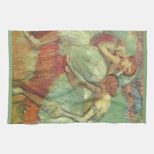 Dancers in Green by Edgar Degas, Dalletヴィンテージ キッチンタオル (横)