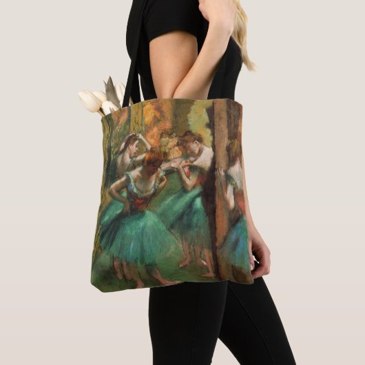 Dancers, Pink and Green by Degas，アート トートバッグ (クローズアップ)