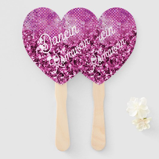 Dancin' Romancin' Pink Heart ハンドファン (正面&裏面)
