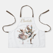 Dancing Ballerina & Prince Custom Name Kids Apron エプロン (正面)