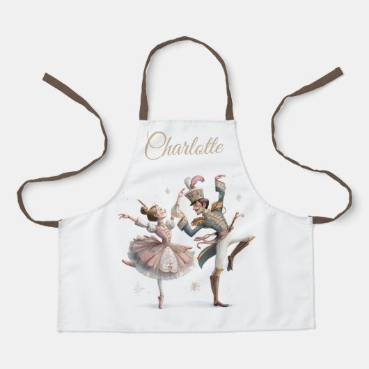 Dancing Ballerina & Prince Custom Name Kids Apron エプロン (正面)