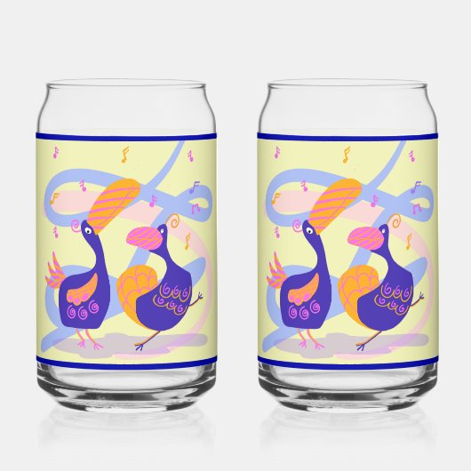 Dancing Beak Birds Soda Glass ガラス缶 (裏面)