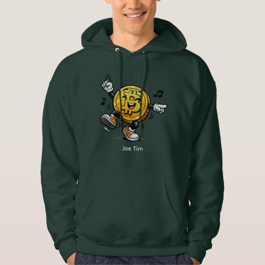 Dancing Bitcoin Cartoon Hoodie with Name パーカ (正面)