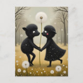 Dancing Black Sheep in Dandylions ポストカード (正面)