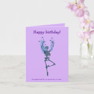 Dancing Blue Skeleton Humorous Happy Birthday カード