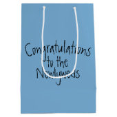 Dancing Bride and Groom Penguins ミディアムペーパーバッグ (裏面)