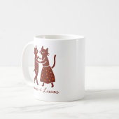 Dancing Cat Couple, Cute Wedding custom name コーヒーマグカップ (正面左)