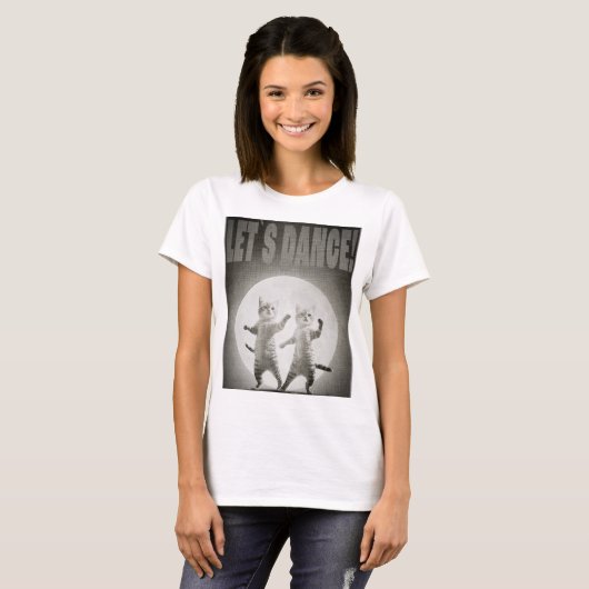 dancing cats-2-BW Tシャツ (正面フル)