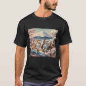 Dancing cats and Mt.Fuji Tシャツ (正面)
