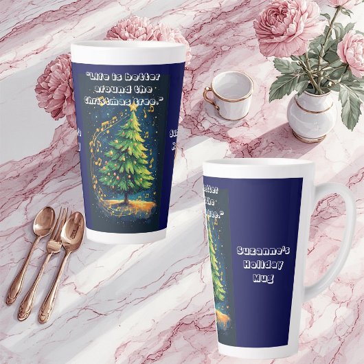 Dancing Christmas Tree Musical Notes Christmas Fun カフェラテマグ