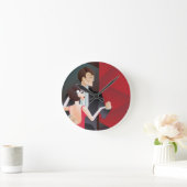 Dancing couple Art Deco geometric style poster ラウンド壁時計 (ホーム)