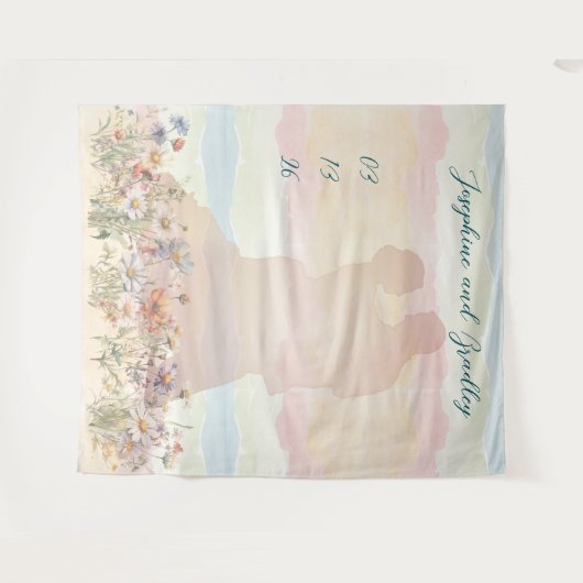 Dancing Couple Personalized Wedding Backdrop タペストリー (正面(横))