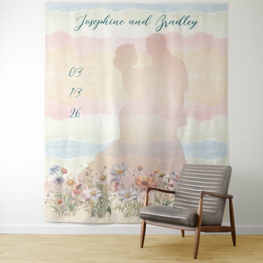 Dancing Couple Personalized Wedding Backdrop タペストリー (インサイチュ)