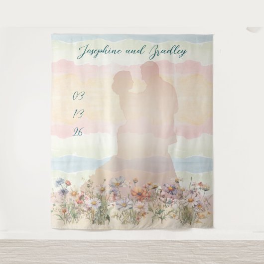 Dancing Couple Personalized Wedding Backdrop タペストリー (正面)