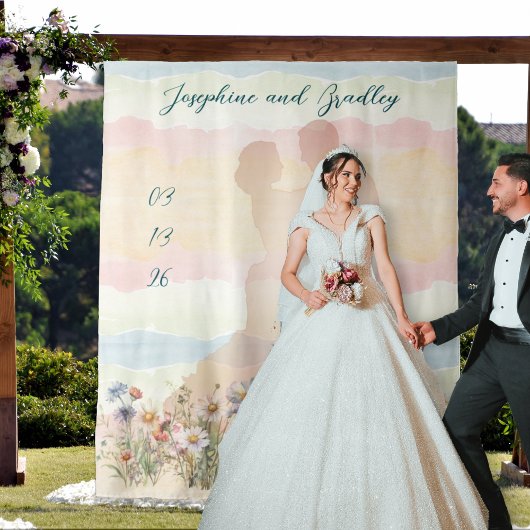 Dancing Couple Personalized Wedding Backdrop タペストリー