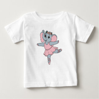 Dancing Elephant Ballerina Pink Ballet Animal Art ベビーTシャツ