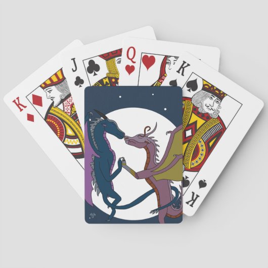 Dancing Fantasy Dragon Love Mystical Illustration  トランプ (裏面)