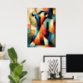 Dancing Forms Japanese Geometric Figurative Art ポスター (ホームオフィス)