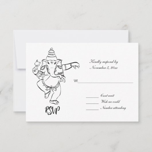 Dancing Ganesh | Indian Wedding RSVP 招待状 (正面)