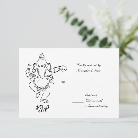 Dancing Ganesh | Indian Wedding RSVP 招待状 (スタンド正面)