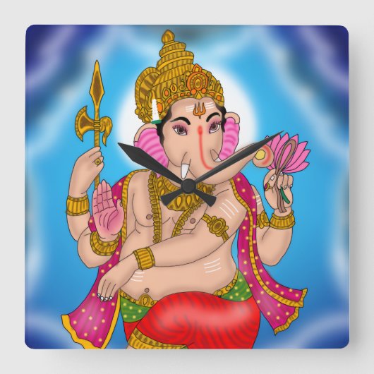 Dancing Ganesha Clock スクエア壁時計 (正面)