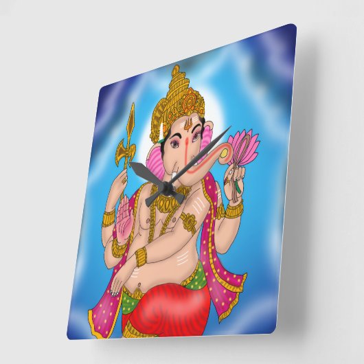 Dancing Ganesha Clock スクエア壁時計 (傾斜)