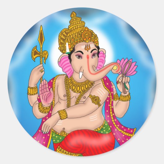 Dancing Ganesha Sticker  ラウンドシール (正面)