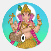 Dancing Ganesha Sticker ラウンドシール (正面)