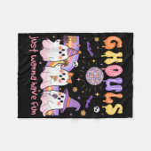 Dancing Ghost Ghouls Just Wanna Have Fun Halloween フリースブランケット (正面(横))