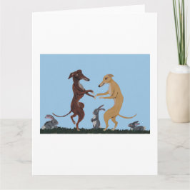 Dancing Greyhounds & Bunny Friends Invitation サンキューカード