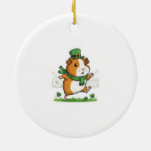 Dancing Guinea Pig Leprechaun St.Patrick's Day セラミックオーナメント (裏面)