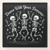 Dancing Halloween Skeletons ガラスコースター (正面)