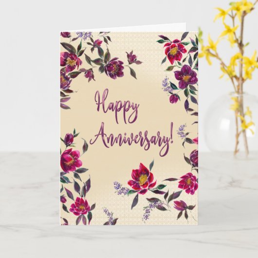Dancing Hellebores Watercolor Anniversary Card カード (黄色い花)