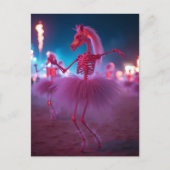 Dancing Horse Skeletons in Pink Tutus Desert Night ポストカード (正面)